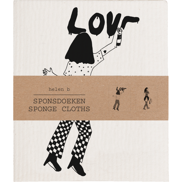 sponsdoeken set slip with dots & love